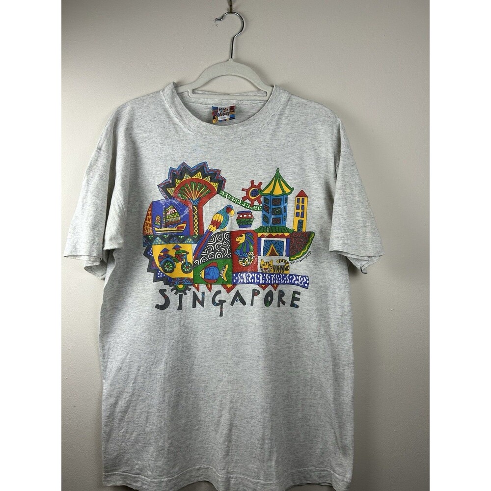 Vintage 90s Viva La Wombat Singapore Gray T-shirt Size L